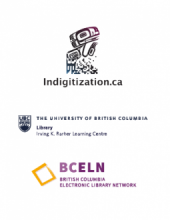 Three logos: Indigitization Program, Irving K. Barber Learning Centre UBC Library, and BC ELN