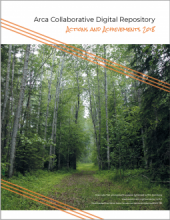 Image of the cover of the Arca Actions & Achievements 2018 Report: A photo of a path winding through the forest.
