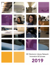 Image of the cover of the Innovation & Success 2019 Report: A photo of a woman looking at her computer while holding a book.